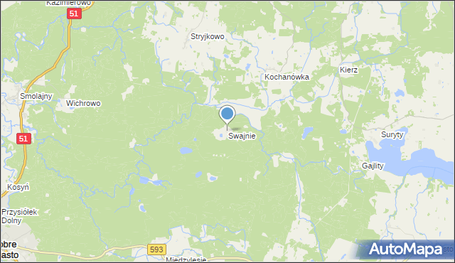 mapa Swajnie, Swajnie na mapie Targeo